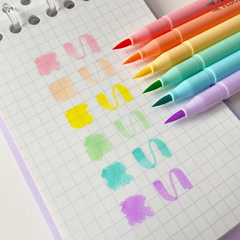 6pcs Soft Brush Fluorescence P - Pastel Highlighter Set Double Ended 评论和价格
