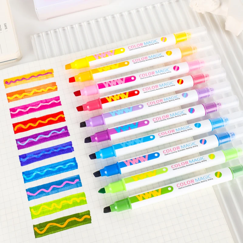 10pcs Double-ended Magic Color - Pastel Highlighter Set Double Ended 评论和价格